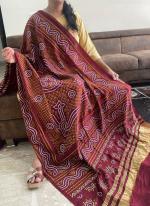 Silk Maroon Casual Wear Bandhani Print Dupatta